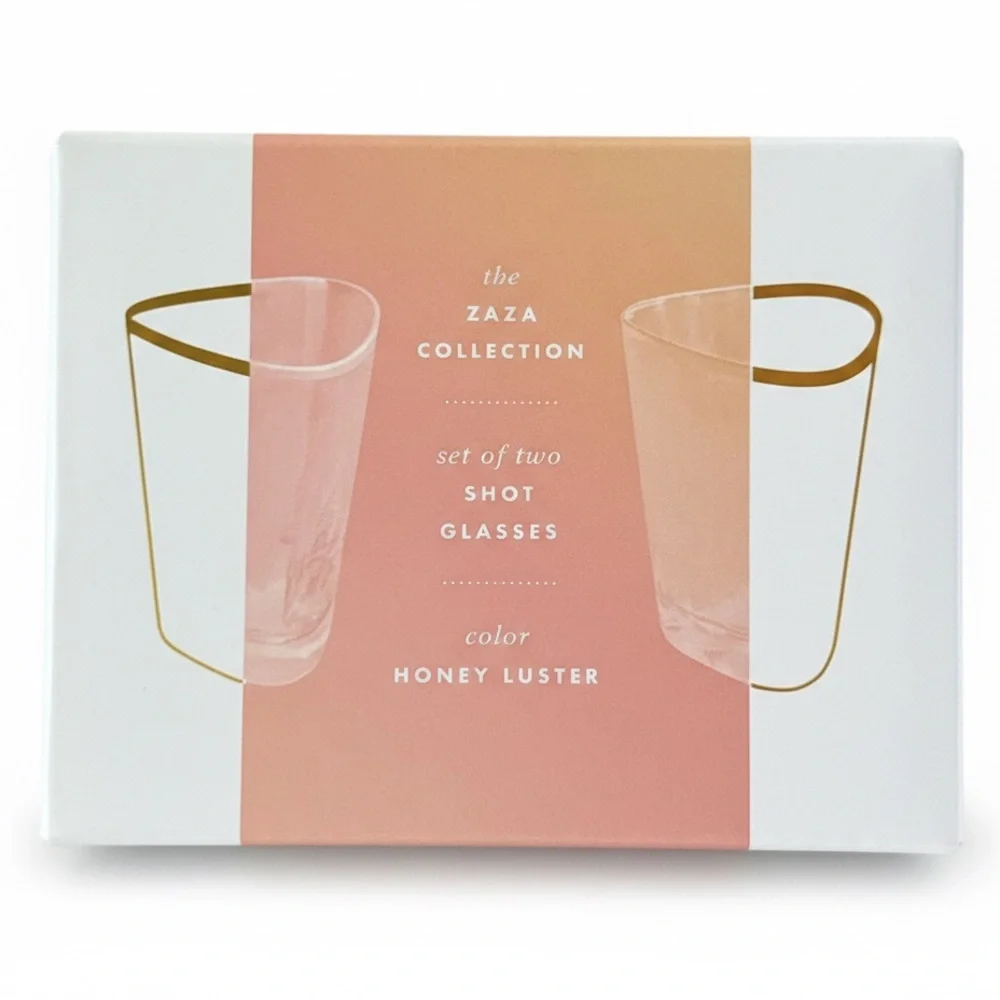 Anthropologie Zaza Honey Lustered Shot Glasses, Set of Two NWT